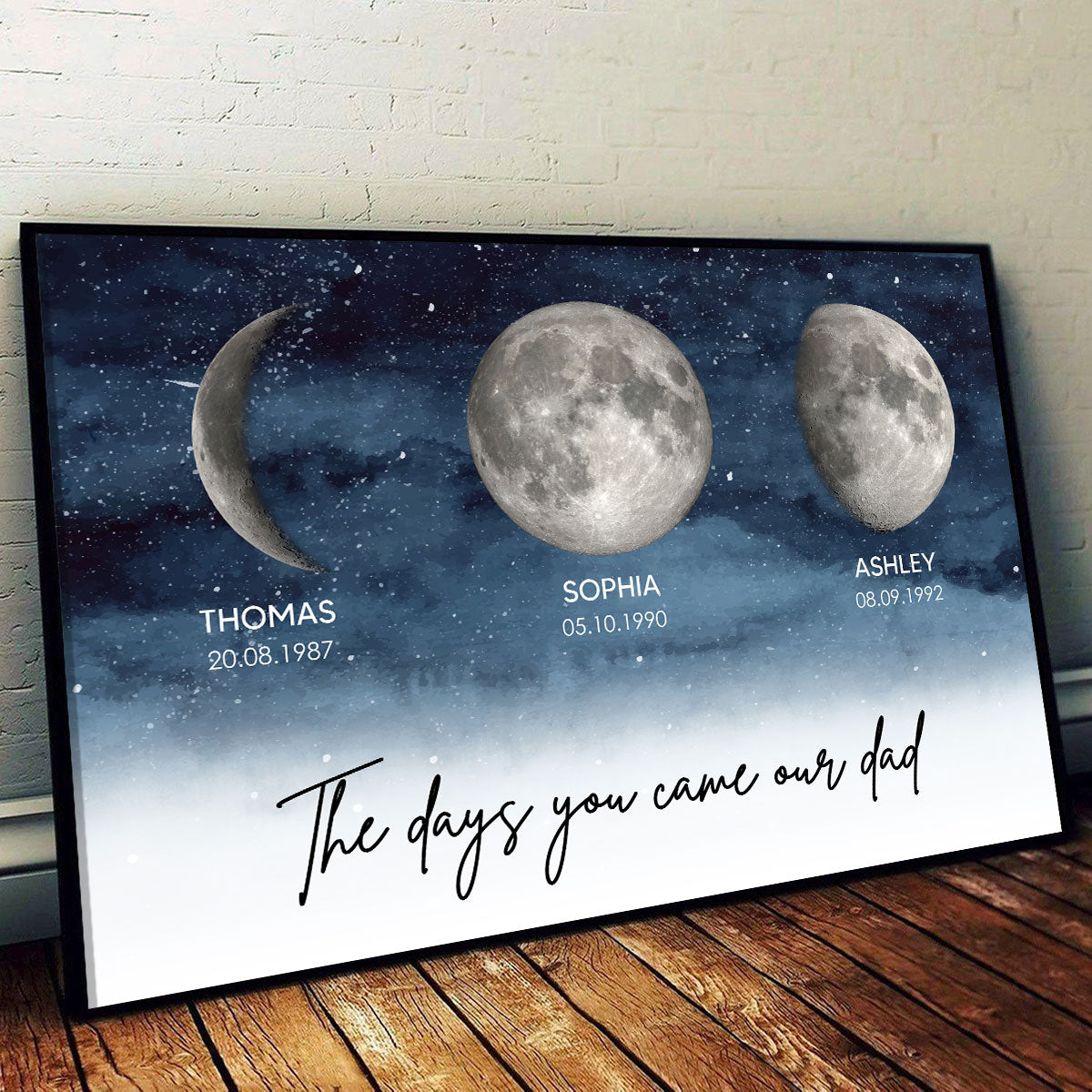 Starry Night Custom Birth Moon Phase The Days You Became Our Mom Dad Personalised Poster, UK, CA| Heartfelt Father's Day Gift For Dad, Husband