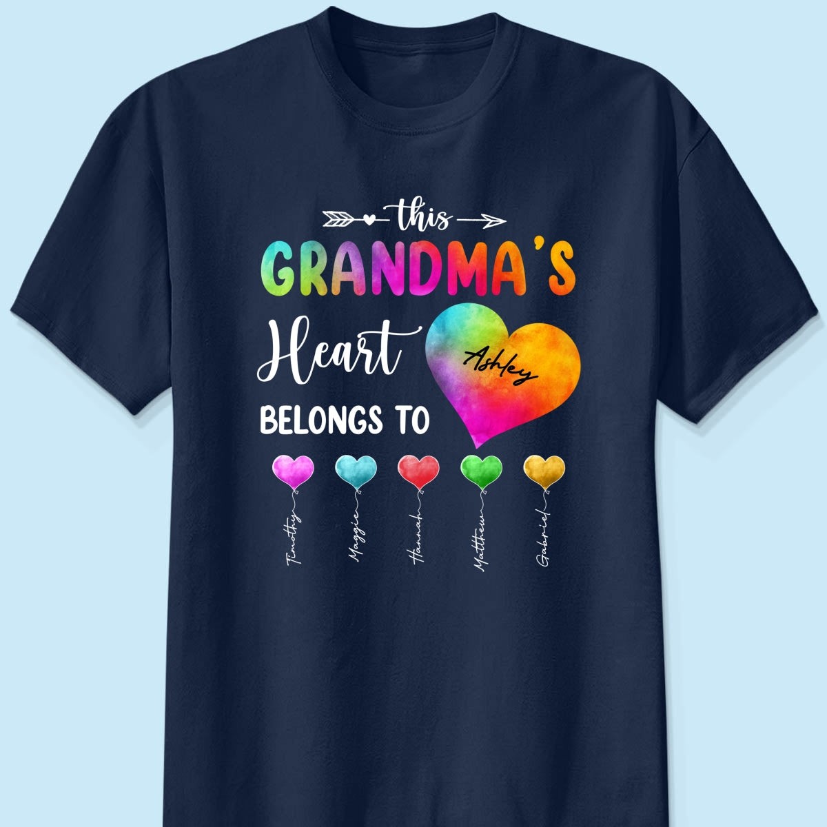Colorful Patterned This Grandma Heart Belongs To Personalized Shirt