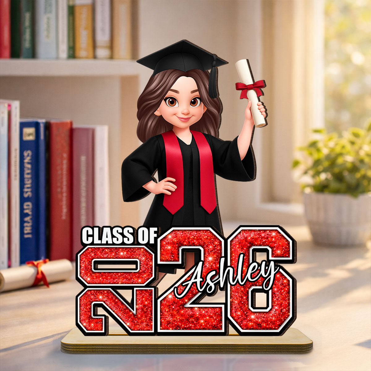 Senior Graduation Gift 2026 Glitter Effect - Personalized 2-Layered Wooden Plaque - Graduation Gift For Seniors, Daughter, Son, Grandkids