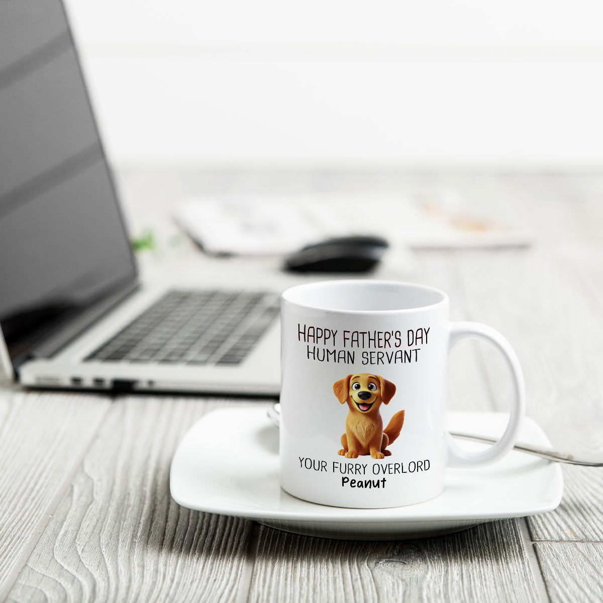 Happy Father's Day Human Servant Cartoon Funny Dogs Personalized Mug, Gift For Dog Dad