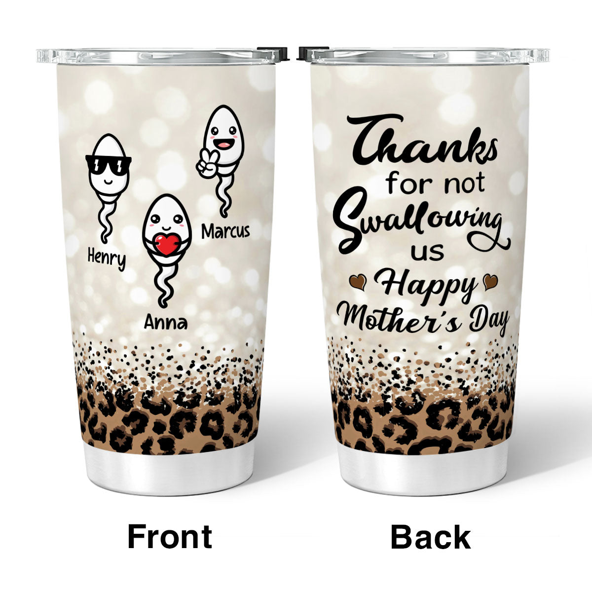 Thanks For Not Swallowing Us Happy Mother‘s Day Funny Personalized Tumbler
