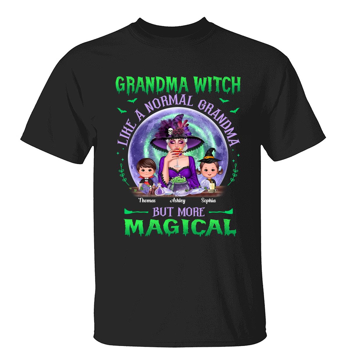 Halloween Grandma Mom Kids Green Purple Moon Personalized Shirt