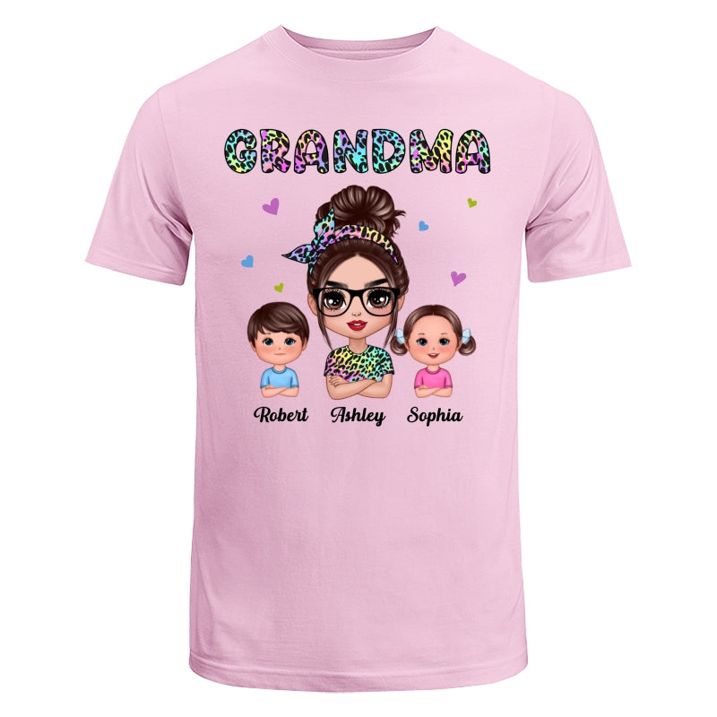 Colorful Leopard Pattern Grandma And Grandkids Gift For Grandma Personalized Shirt
