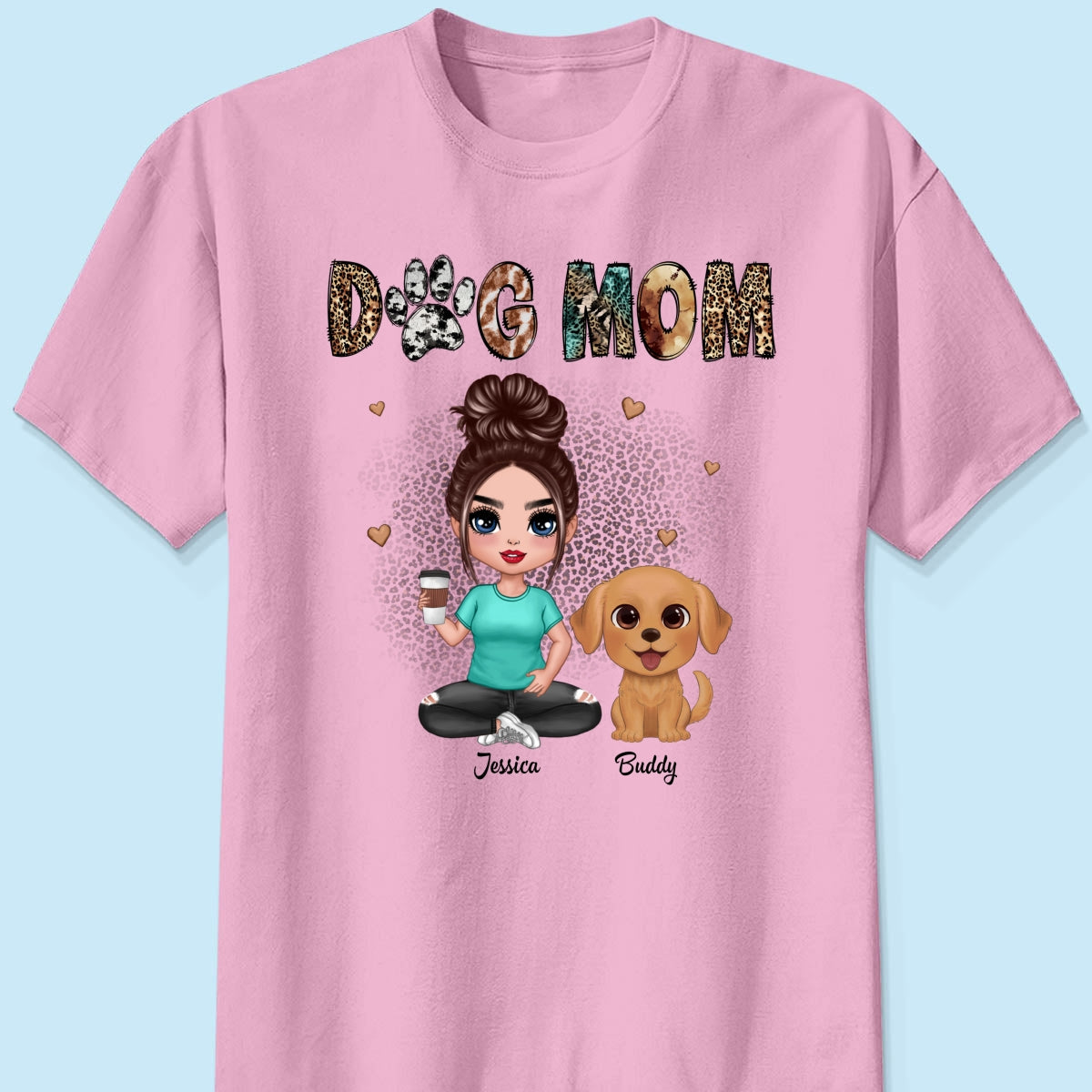 Animal Patterns Dog Mom Watercolor Cute Dogs Personalized Shirt