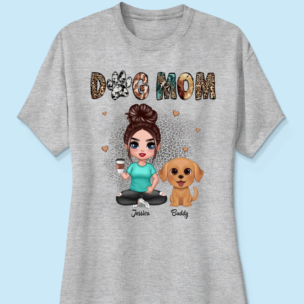 Animal Patterns Dog Mom Watercolor Cute Dogs Personalized Shirt