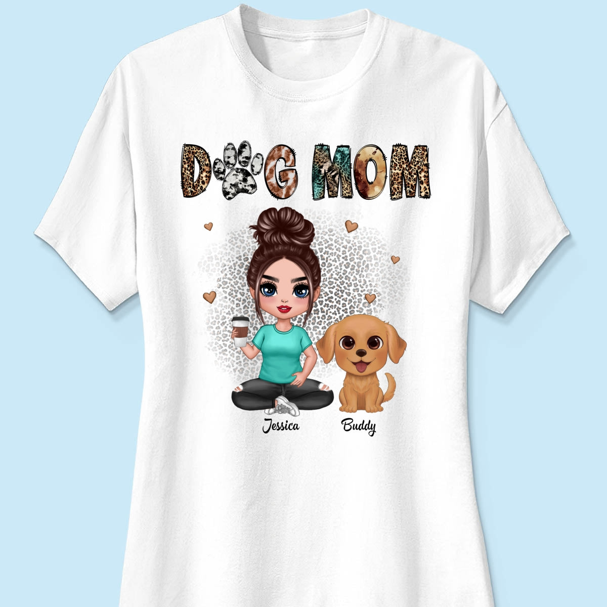 Animal Patterns Dog Mom Watercolor Cute Dogs Personalized Shirt