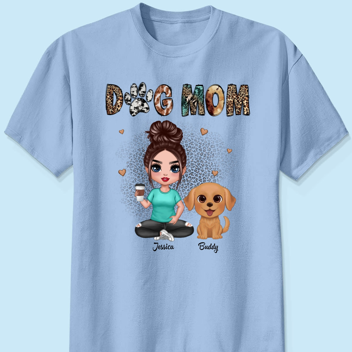 Animal Patterns Dog Mom Watercolor Cute Dogs Personalized Shirt