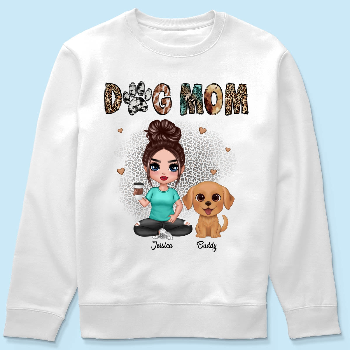 Animal Patterns Dog Mom Watercolor Cute Dogs Personalized Shirt