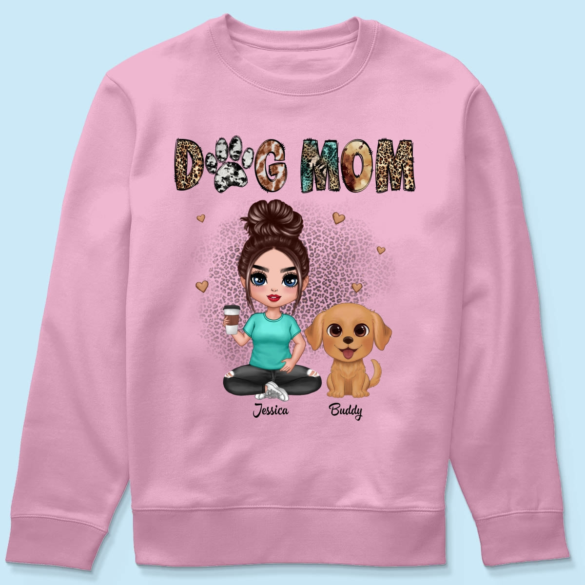 Animal Patterns Dog Mom Watercolor Cute Dogs Personalized Shirt