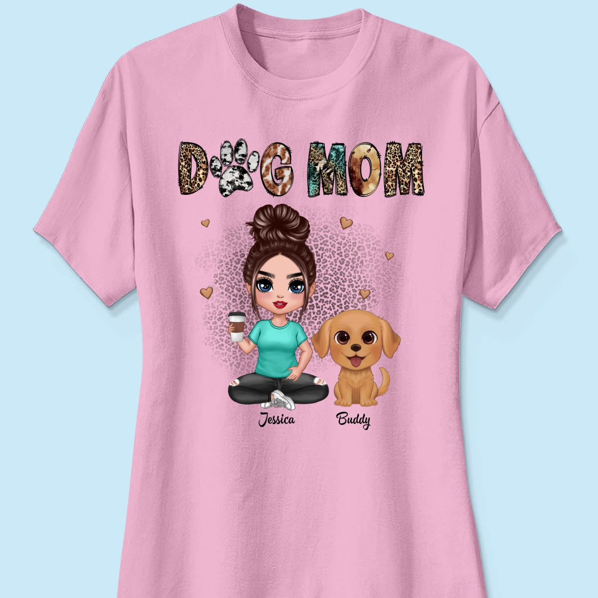 Animal Patterns Dog Mom Watercolor Cute Dogs Personalized Shirt