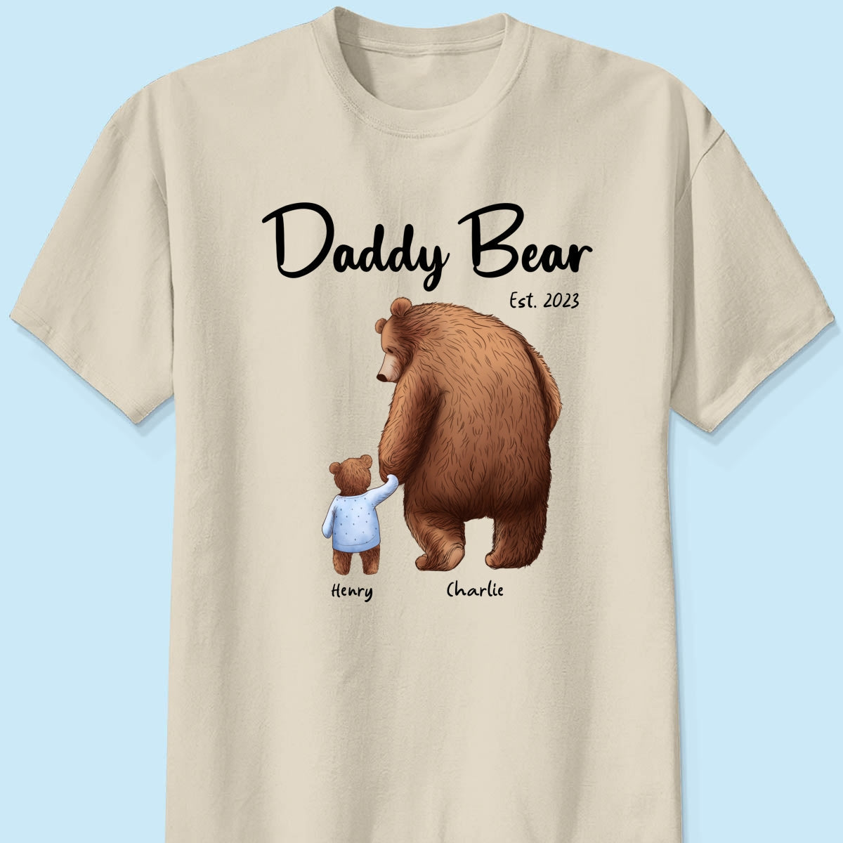 Daddy Bear Est. Papa Bear Father‘s Day Gift For Husband Dad Grandpa Personalized Shirt