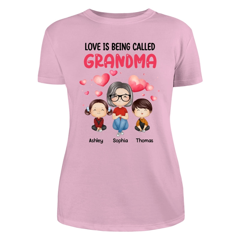 Watercolor Hearts Doll Grandma Grandkids Watercolor Style Personalized Shirt