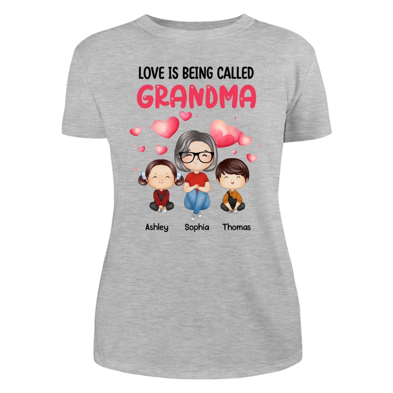 Watercolor Hearts Doll Grandma Grandkids Watercolor Style Personalized Shirt