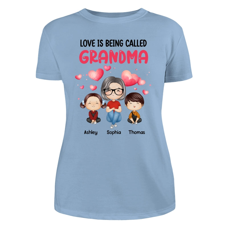 Watercolor Hearts Doll Grandma Grandkids Watercolor Style Personalized Shirt