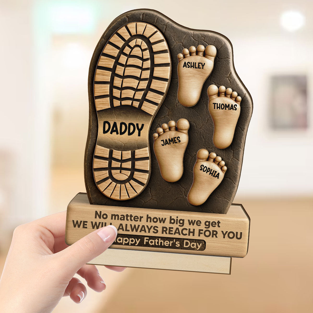 Dad No Matter How Big We Get Personalized 2-Layer Standing Wooden Plaque| Unique  Gift For Dad