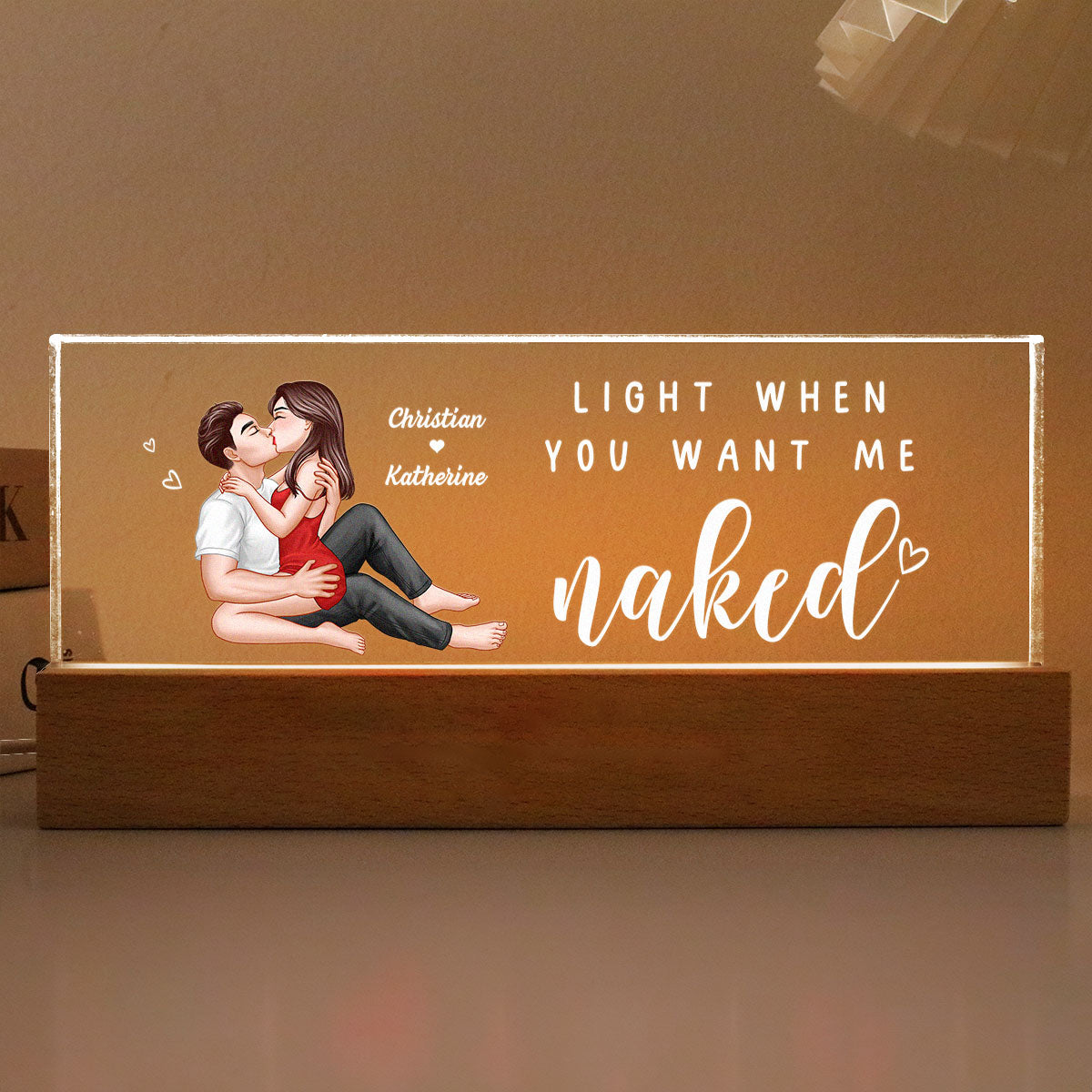 Light When You Want Me Naked Personalized LED Night Light, Gift For Him