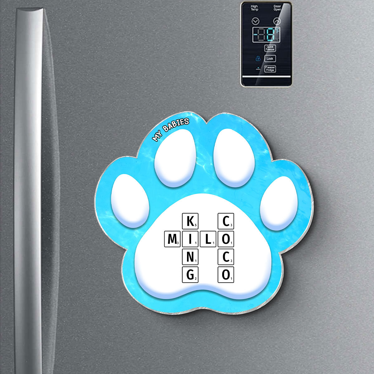 Dog Cat Pet Names Crossword Puzzle Art Personalized Paw Shaped Acrylic Fridge Magnet