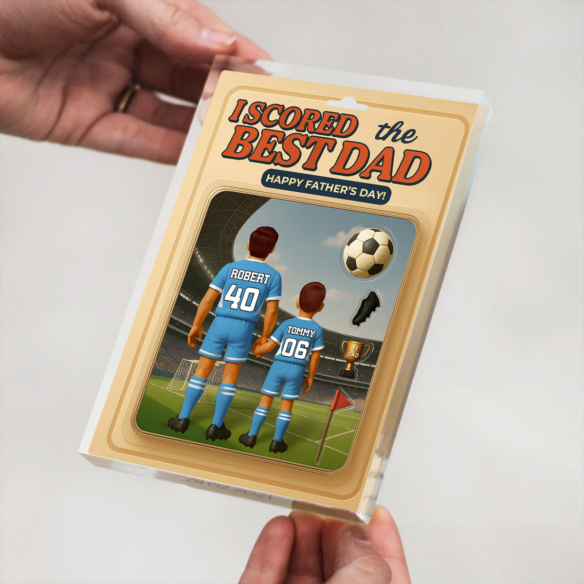 I Scored the Best Dad Football Custom Action Figure Personalized Acrylic Block Plaque,  Gift for Dad, Gift for Husband