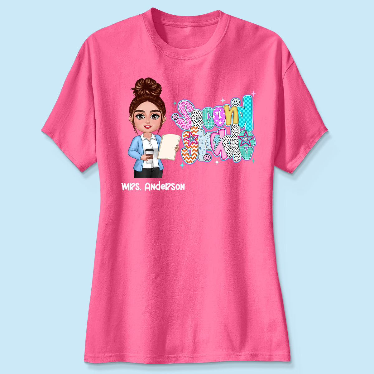 Colorful Preppy Style Teacher Custom Grade Personalized Shirt