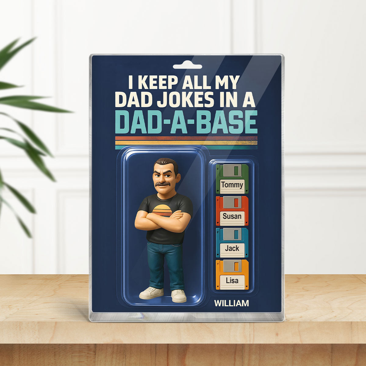 I Keep All My Dad Jokes in a Dad-a-base Custom Action Figure Personalized Acrylic Block Plaque, Funny  Gift for Dad