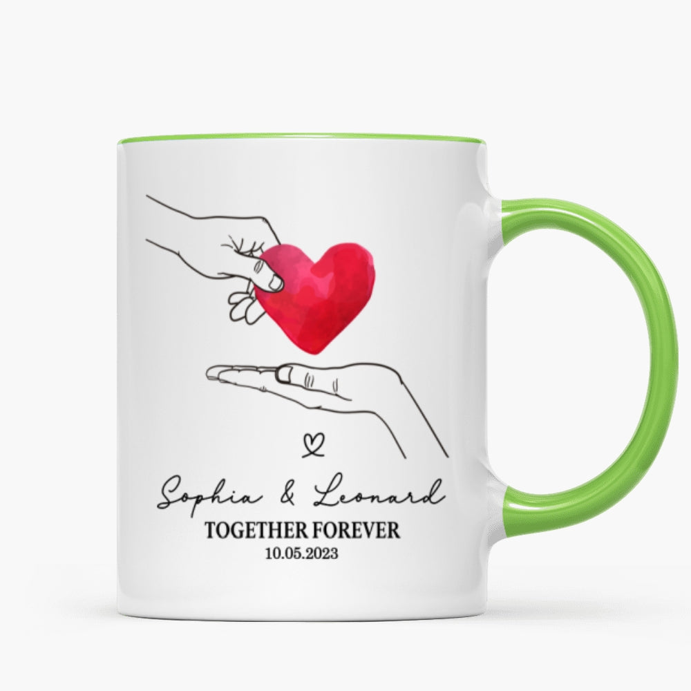 Give You My Heart Couple Hands Personalized Mug,  gift, Anniversary gift for Couples