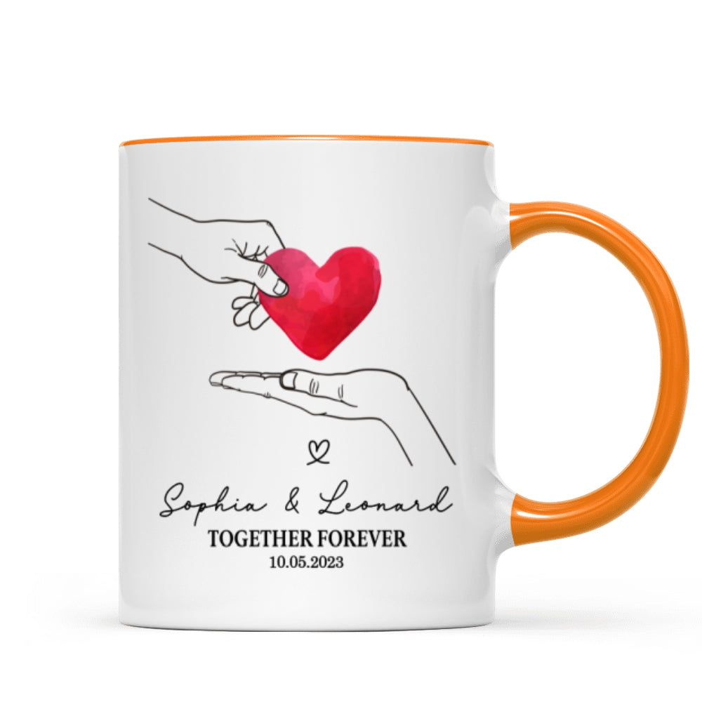 Give You My Heart Couple Hands Personalized Mug,  gift, Anniversary gift for Couples