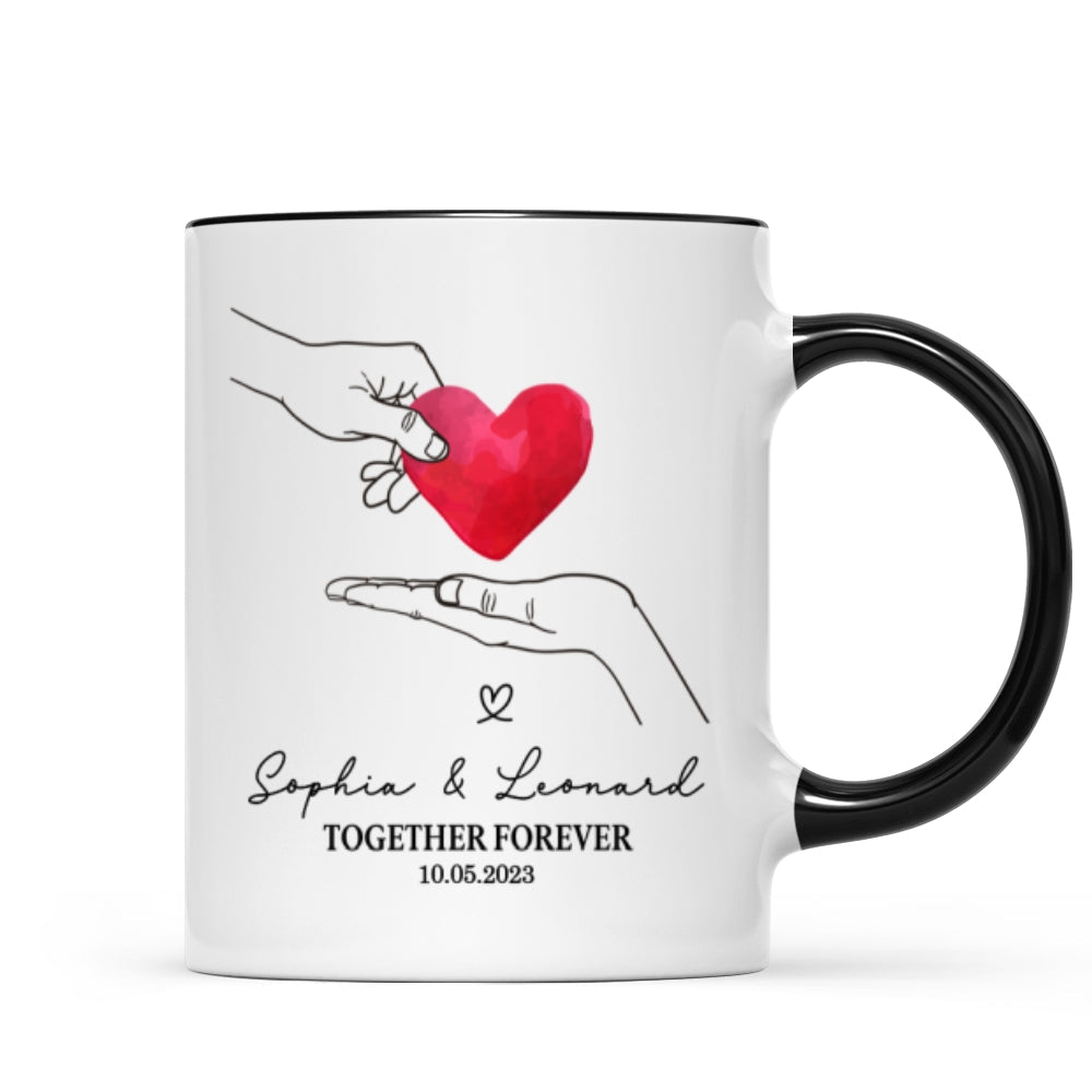 Give You My Heart Couple Hands Personalized Mug,  gift, Anniversary gift for Couples