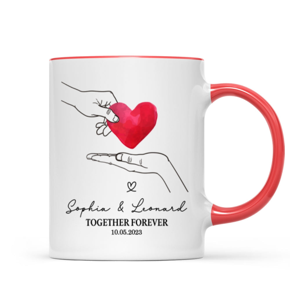Give You My Heart Couple Hands Personalized Mug,  gift, Anniversary gift for Couples