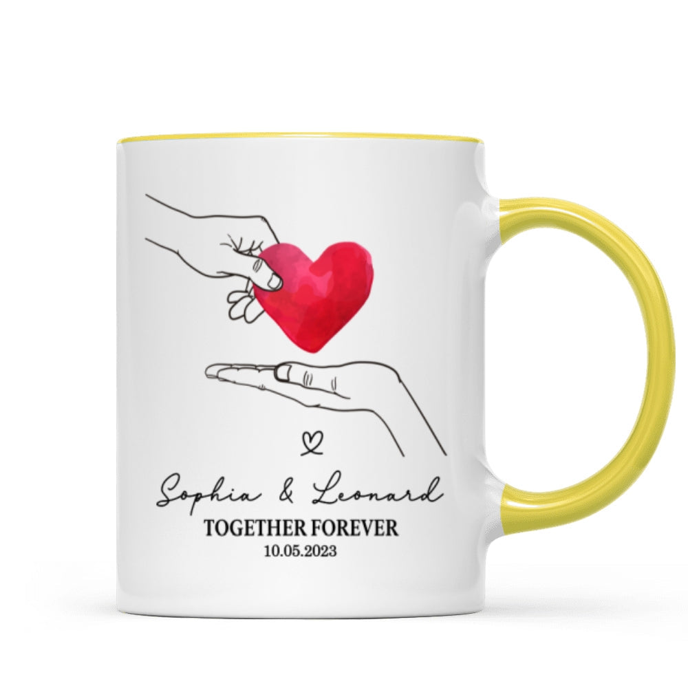 Give You My Heart Couple Hands Personalized Mug,  gift, Anniversary gift for Couples
