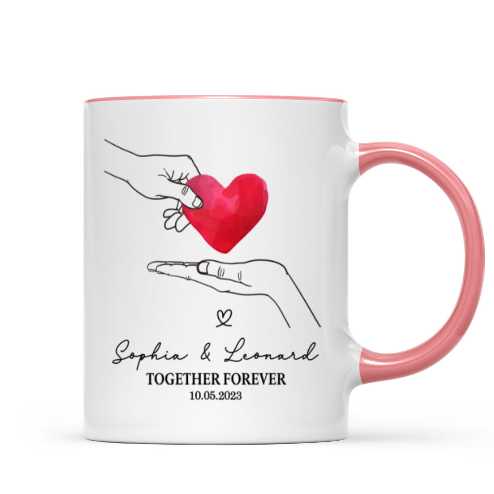 Give You My Heart Couple Hands Personalized Mug,  gift, Anniversary gift for Couples