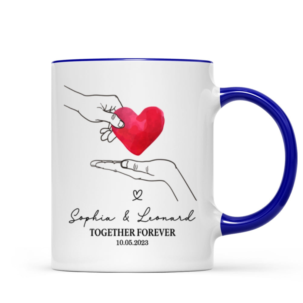 Give You My Heart Couple Hands Personalized Mug,  gift, Anniversary gift for Couples