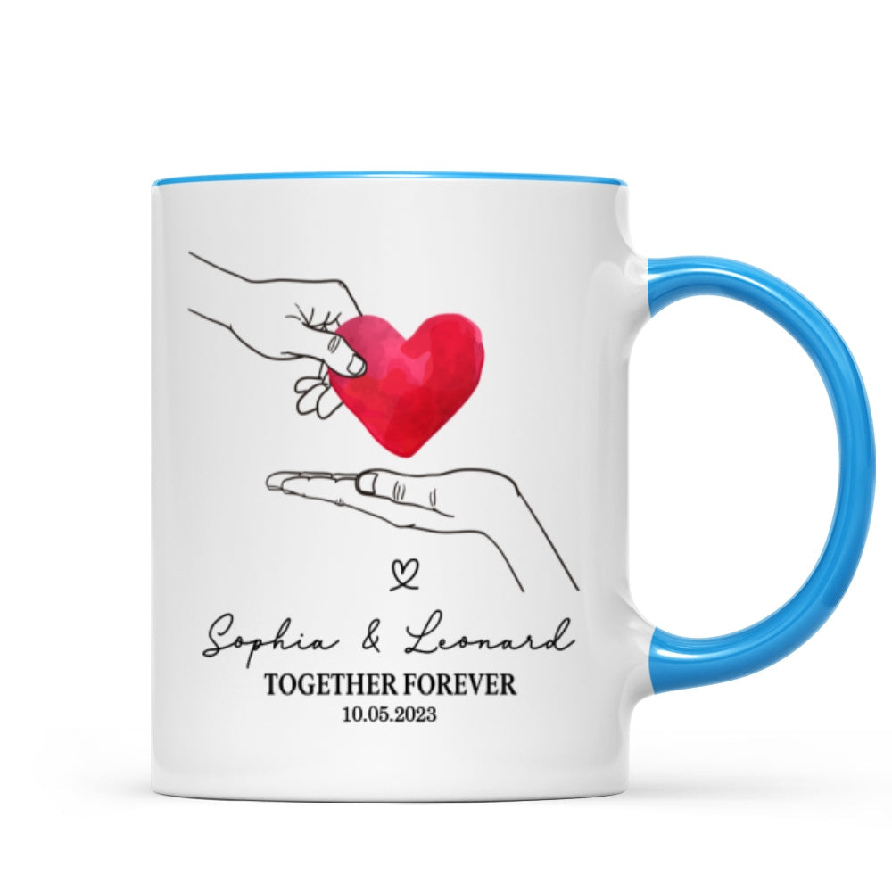 Give You My Heart Couple Hands Personalized Mug,  gift, Anniversary gift for Couples
