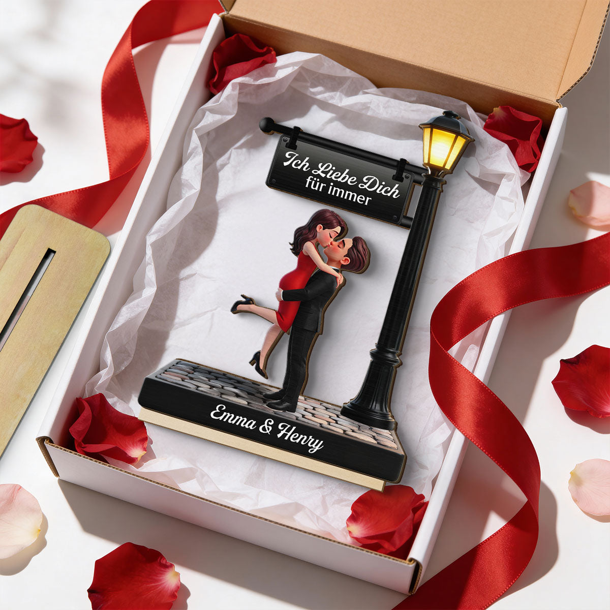 Zeitlose Liebe im Licht - Personalisierte 2-lagige Holzplakette - Herzliches Jubilumsgeschenk, Hochzeitsgeschenk fr Paare, fr ihn, fr sie