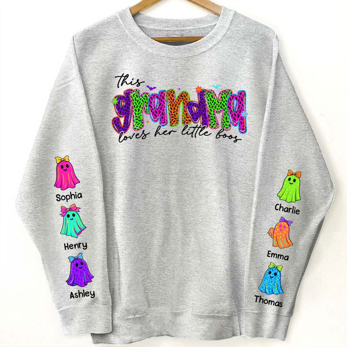 This Mama Loves Her Little Boo Personalized Halloween Sweatshirt, Fall Sweatshirt for Mom Grandma