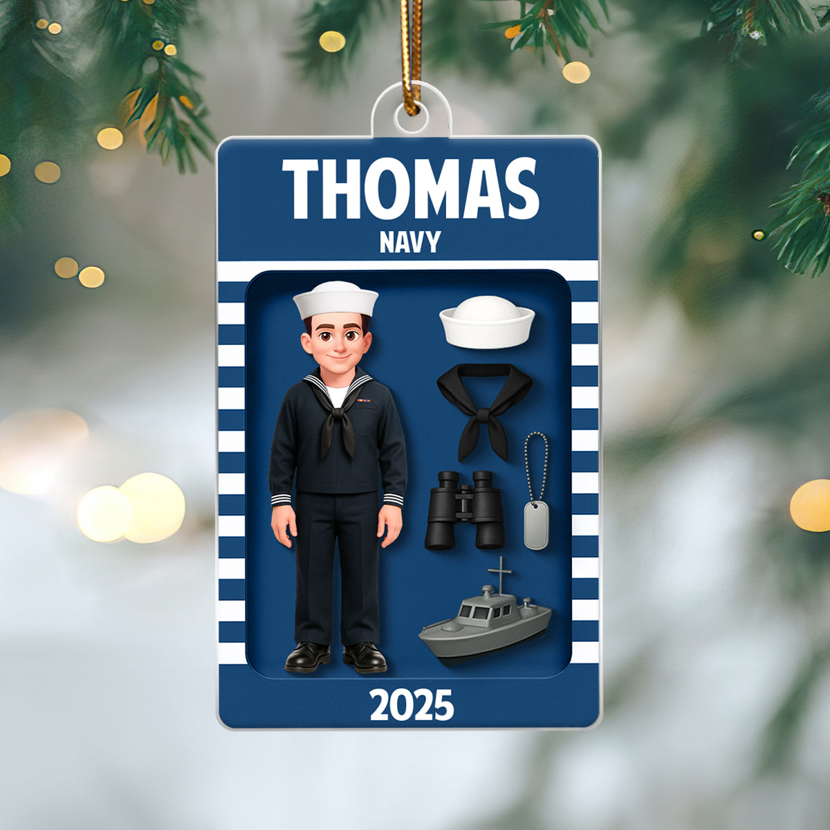 Navy Action Figure 3D Effect - Personalized Acrylic Ornament - Special Gift For Navy