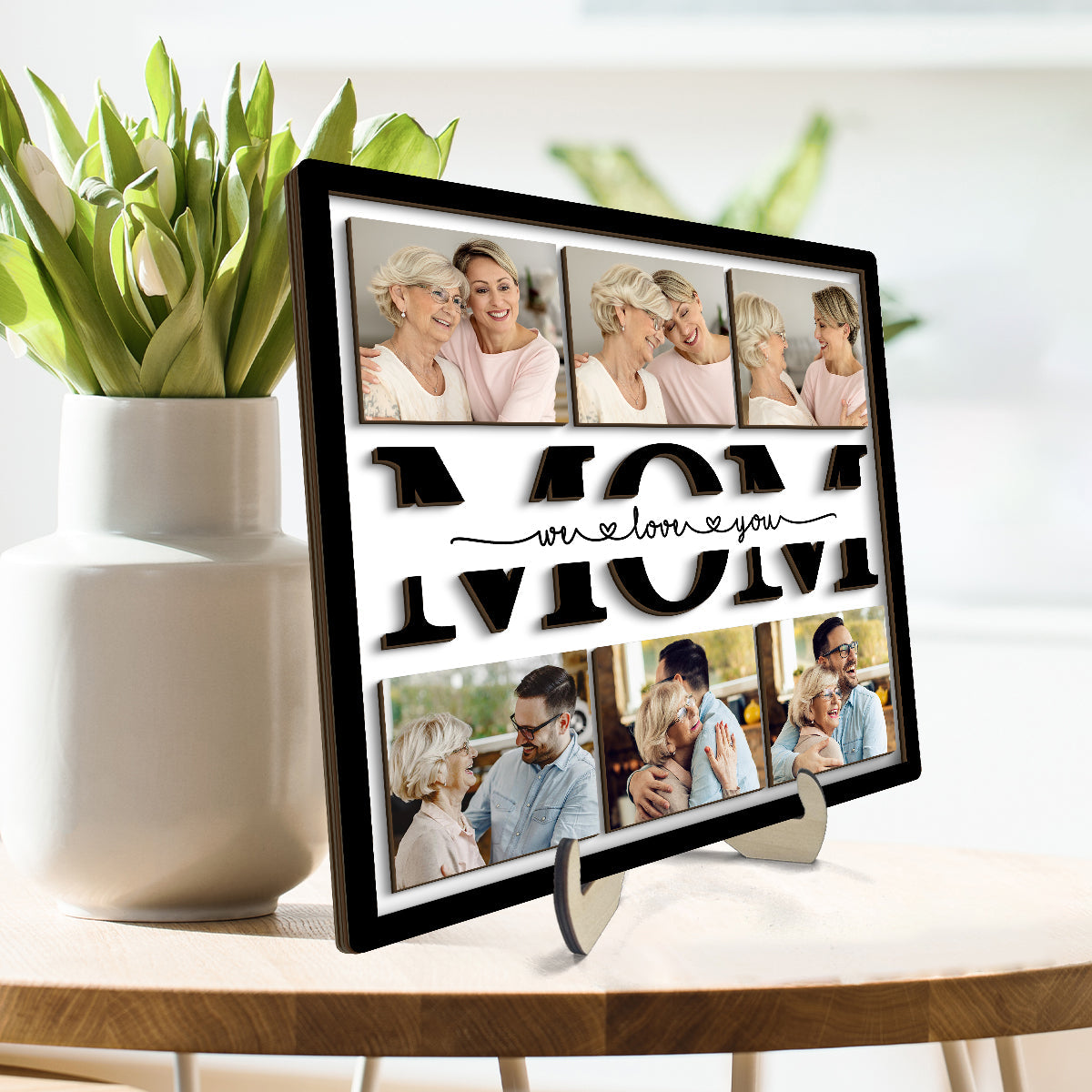 Photo Mom Grandma Cut Through Personalized 2-layer Wooden Plaque