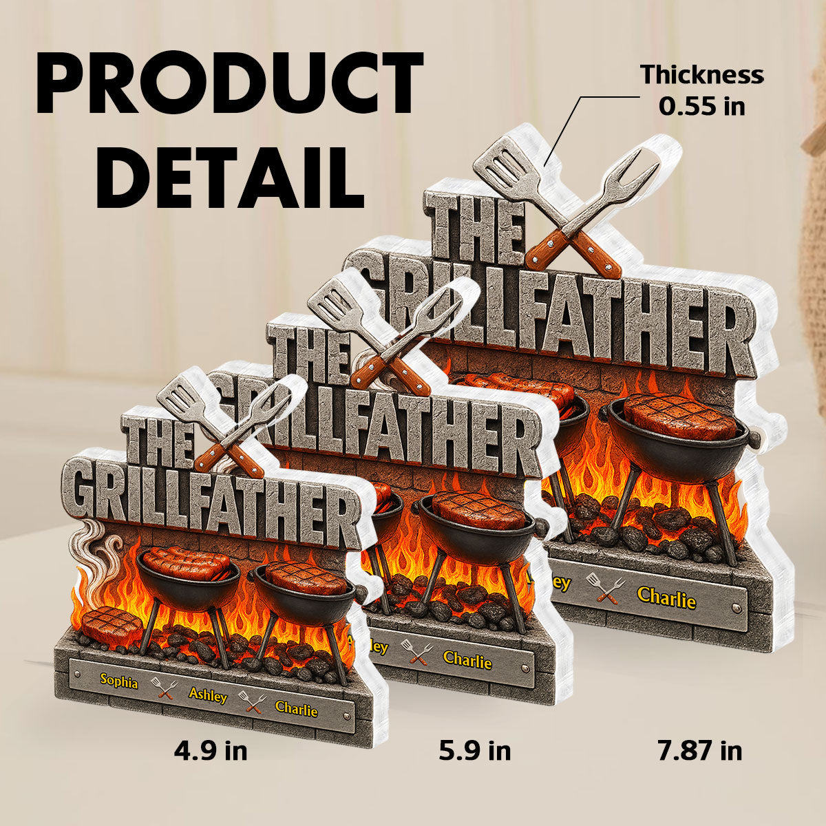 The Grillfather Personalized Custom Shaped Acrylic Block,  gift