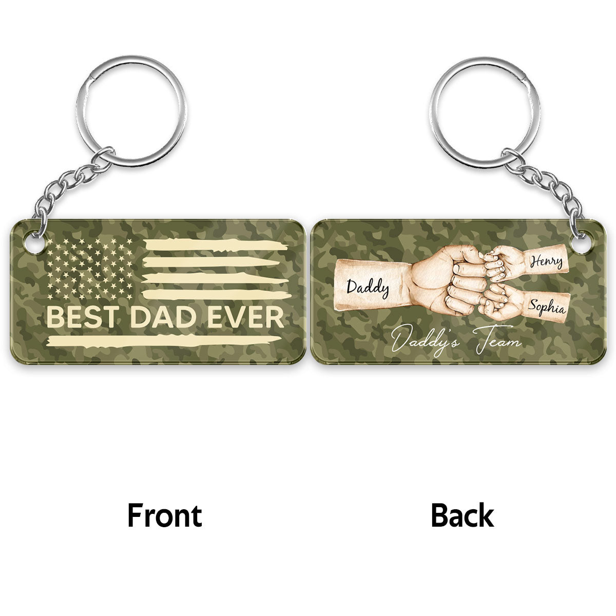 Nation Flag Best Dad Ever Daddy‘s Team Fist Bump Personalized Acrylic Keychain