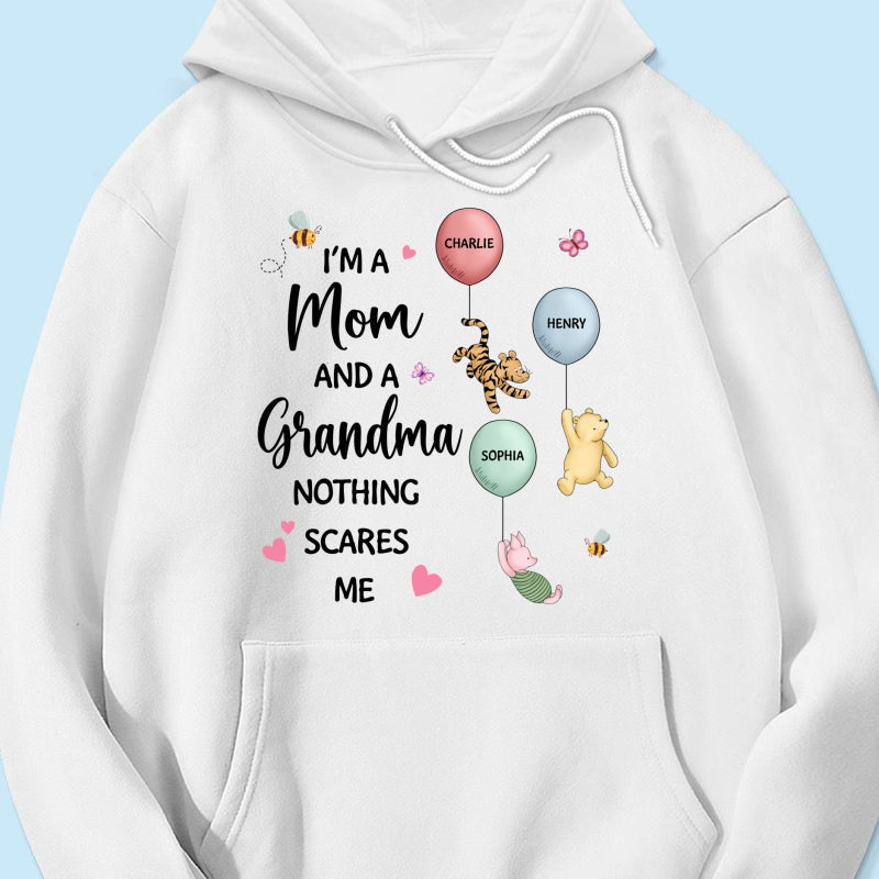 Nothing Scares Me I‘m A Mom And A Grandma Cute Characters Personalized Shirt