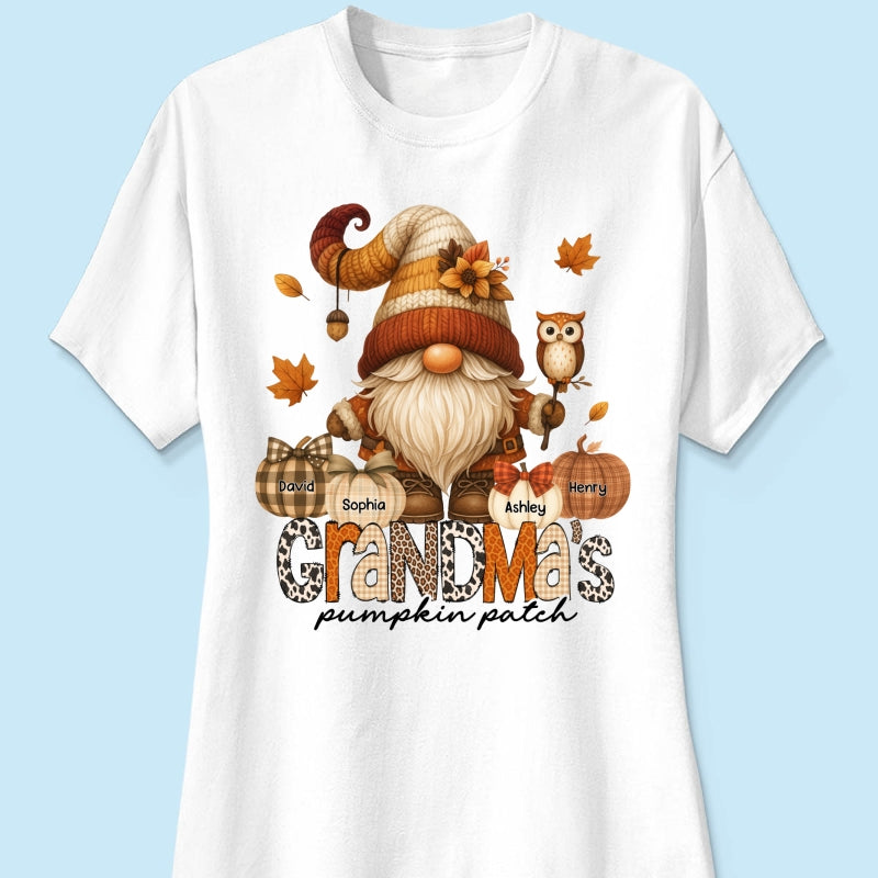 Grandma's Pumpkin Patch Cute Fall Gnome Personalized Sweatshirt, Cozy Fall Shirt for Grandma, Mom