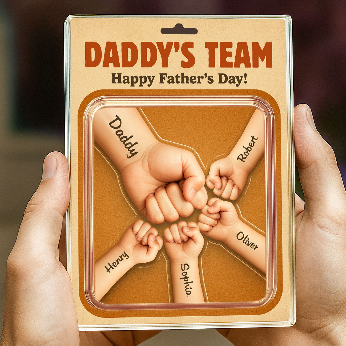 Daddy Team Fist Bump Custom Figure Personalized Acrylic Block Plaque,  gift