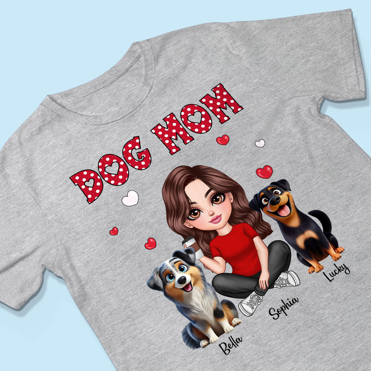 Polka Dot Cute 3D Dog Mom Personalized Shirt