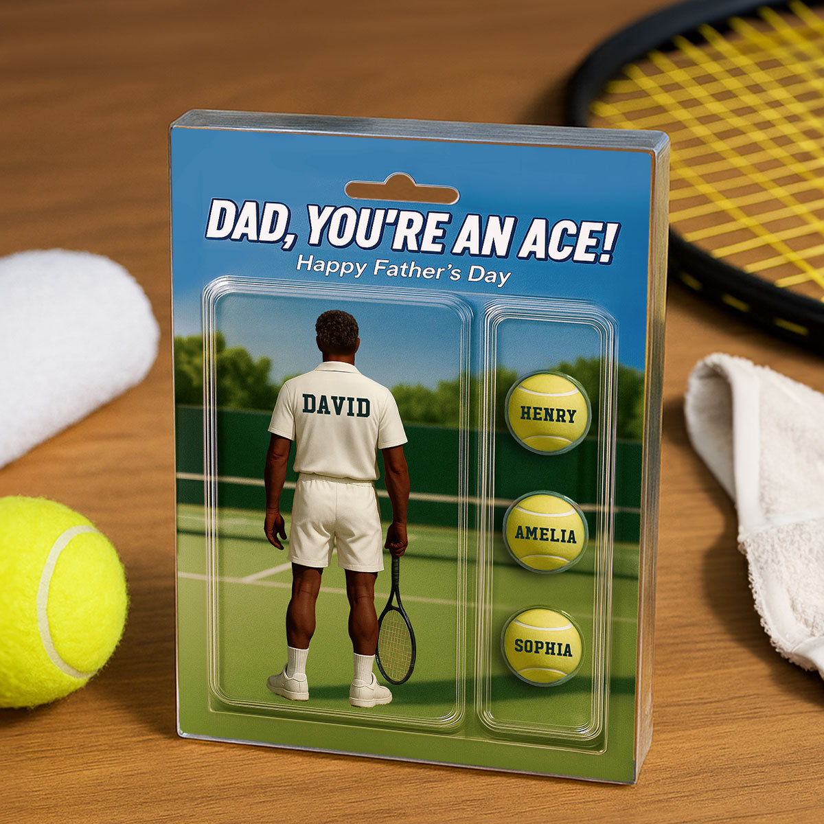 You're An Ace Tennis Dad With Kids' Names Custom Figure Personalized Acrylic Block Plaque,  Gift For Him, For Dad