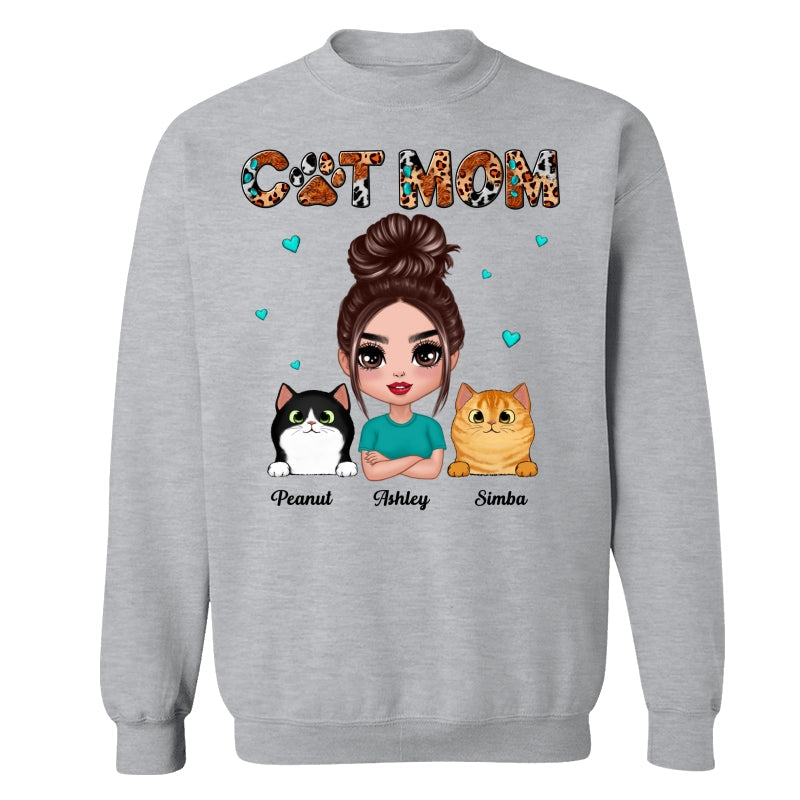 Teal And Leopard Doll Cat Mom Personalized Shirt