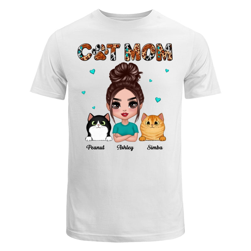 Teal And Leopard Doll Cat Mom Personalized Shirt