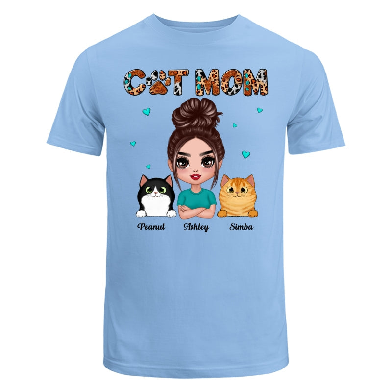 Teal And Leopard Doll Cat Mom Personalized Shirt
