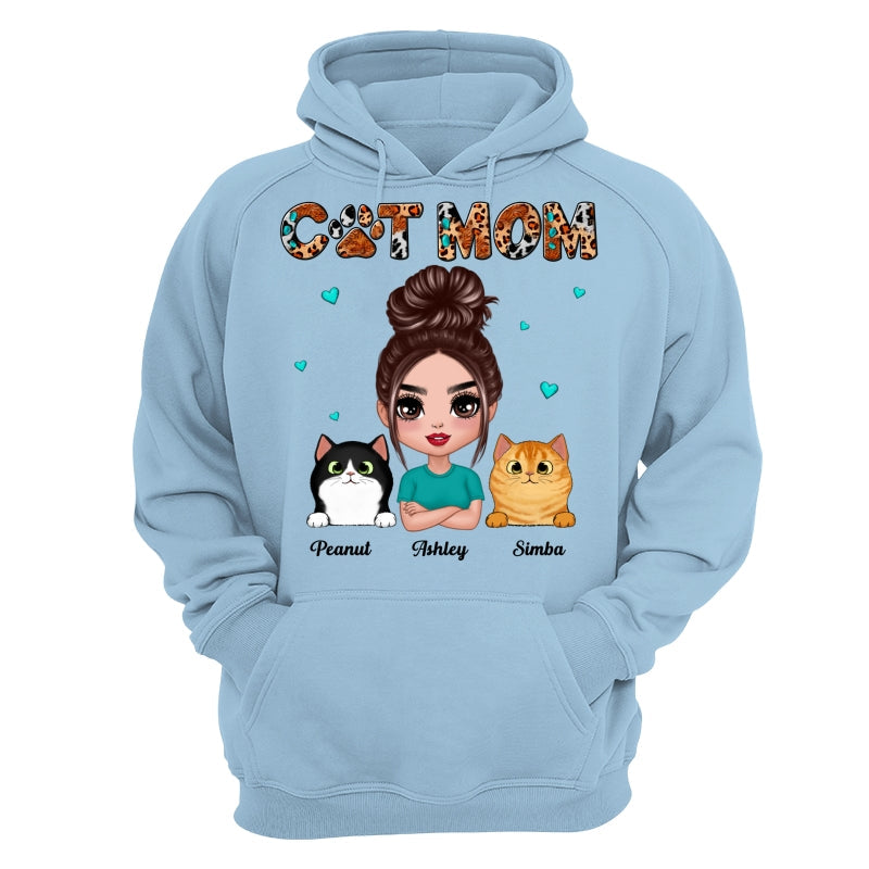 Teal And Leopard Doll Cat Mom Personalized Shirt