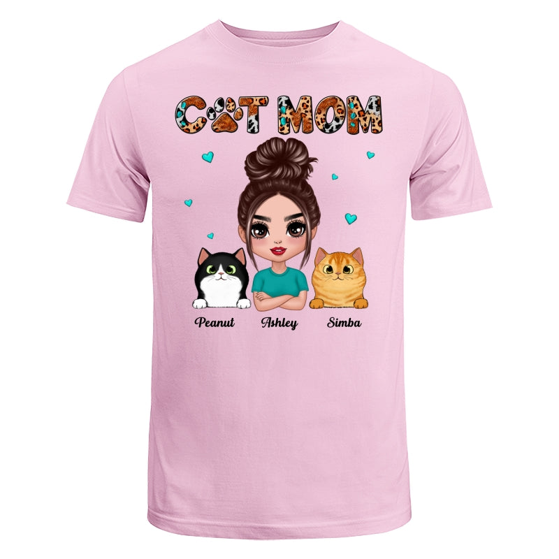 Teal And Leopard Doll Cat Mom Personalized Shirt