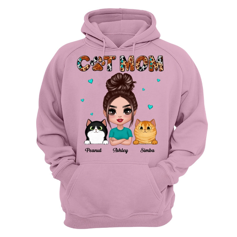 Teal And Leopard Doll Cat Mom Personalized Shirt