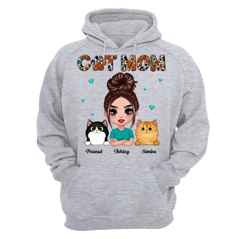 Teal And Leopard Doll Cat Mom Personalized Shirt